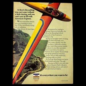 1980's VISA Magazine Print Ad- Bret Willat Skysailing, Sailplanes VINTAGE 1987
